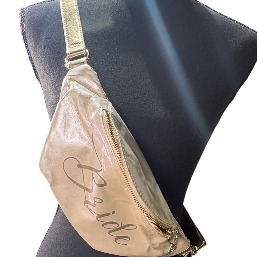 Bride Fanny Pack Waist Bag Metallic Gold Sparkly Wedding Bridal Bachelorette